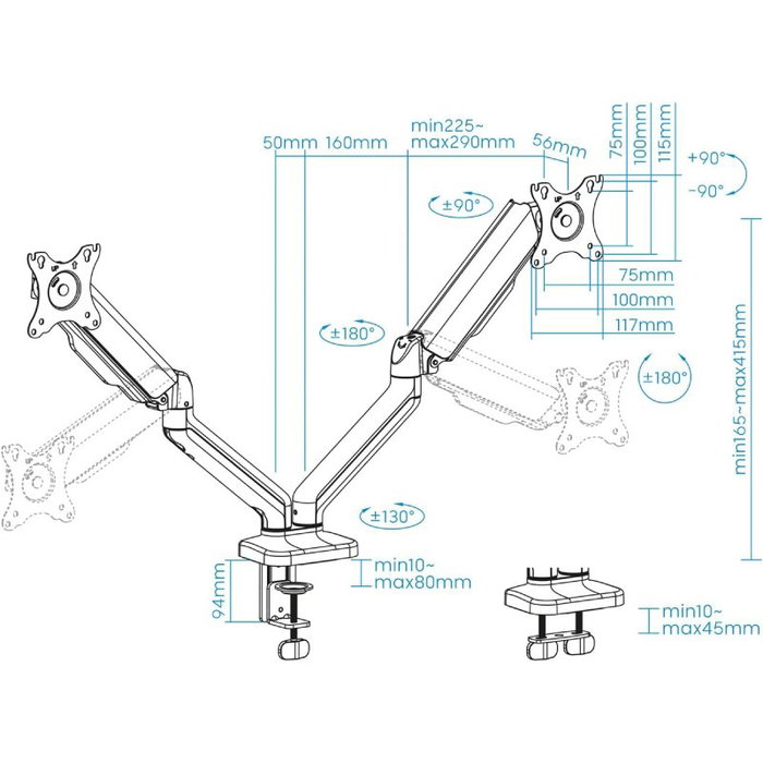 SOPORTE MESA 2 PANTALLAS 17"-32" TOOQ